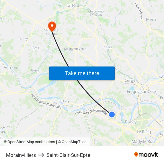 Morainvilliers to Saint-Clair-Sur-Epte map