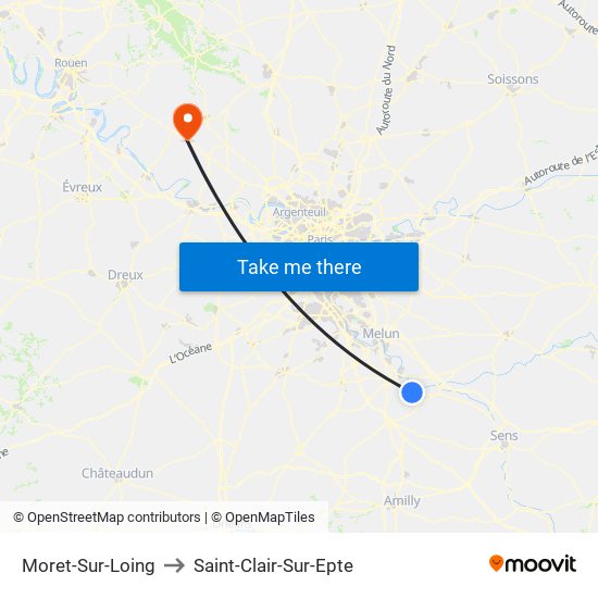 Moret-Sur-Loing to Saint-Clair-Sur-Epte map