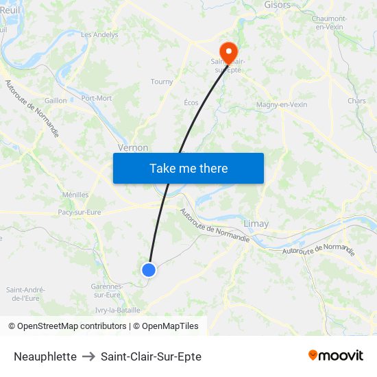 Neauphlette to Saint-Clair-Sur-Epte map