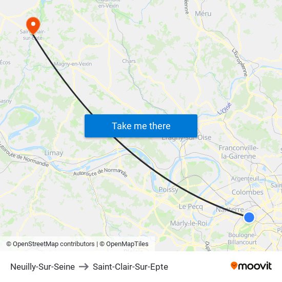 Neuilly-Sur-Seine to Saint-Clair-Sur-Epte map