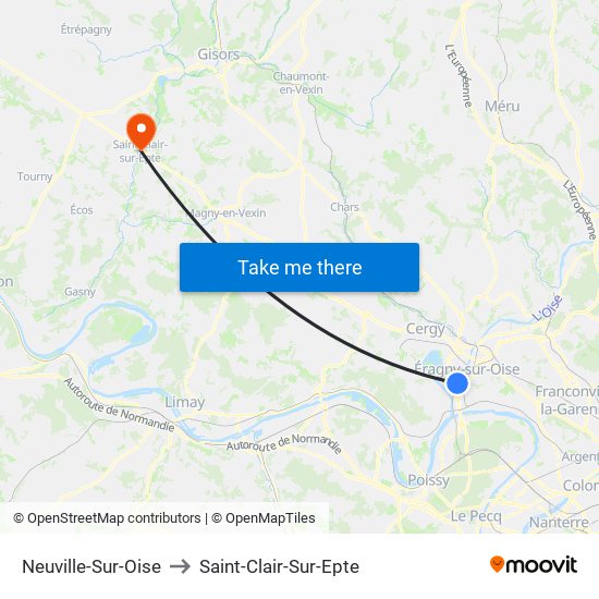 Neuville-Sur-Oise to Saint-Clair-Sur-Epte map