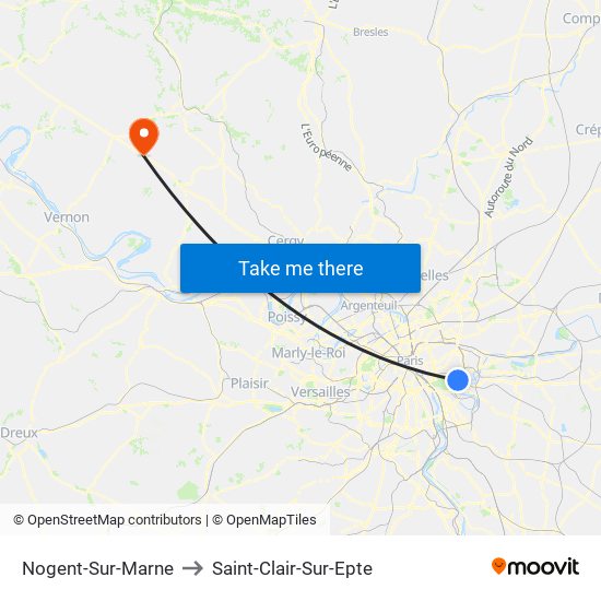 Nogent-Sur-Marne to Saint-Clair-Sur-Epte map