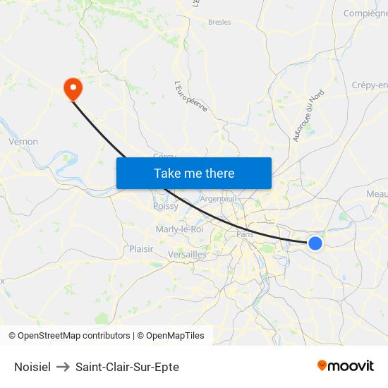 Noisiel to Saint-Clair-Sur-Epte map