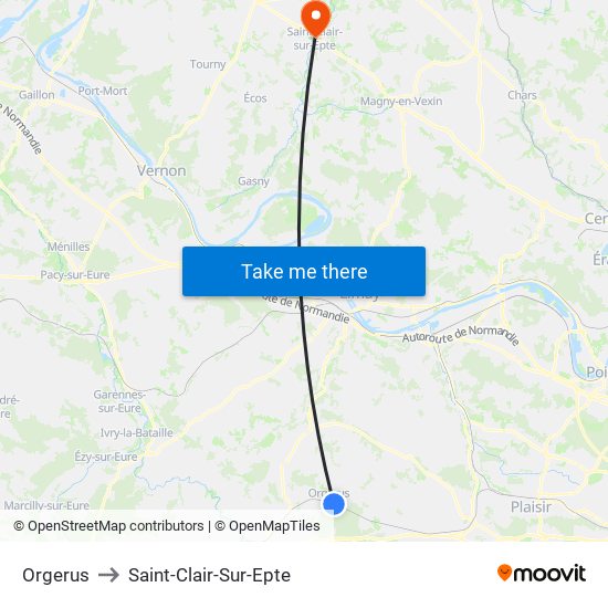 Orgerus to Saint-Clair-Sur-Epte map