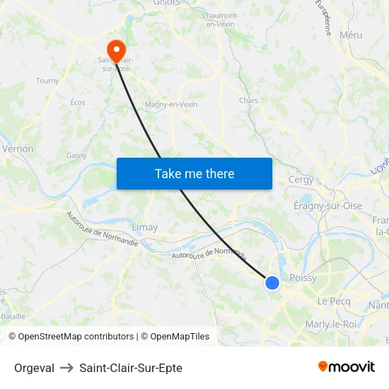 Orgeval to Saint-Clair-Sur-Epte map