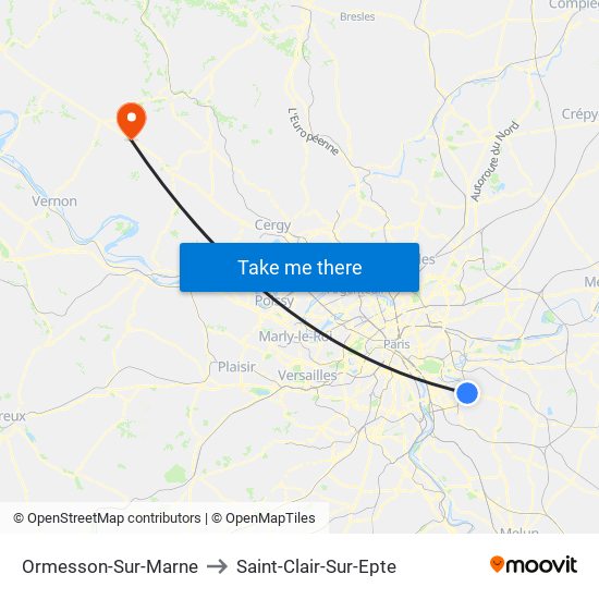 Ormesson-Sur-Marne to Saint-Clair-Sur-Epte map