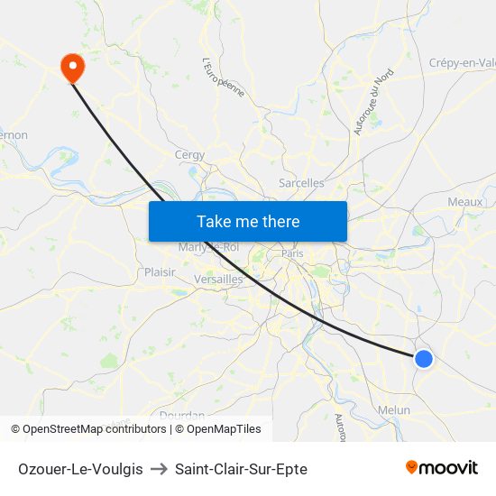 Ozouer-Le-Voulgis to Saint-Clair-Sur-Epte map