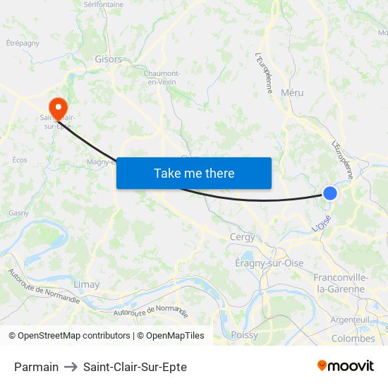 Parmain to Saint-Clair-Sur-Epte map