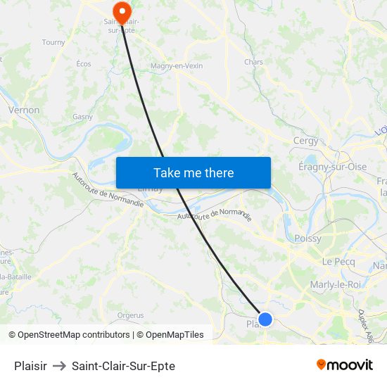 Plaisir to Saint-Clair-Sur-Epte map