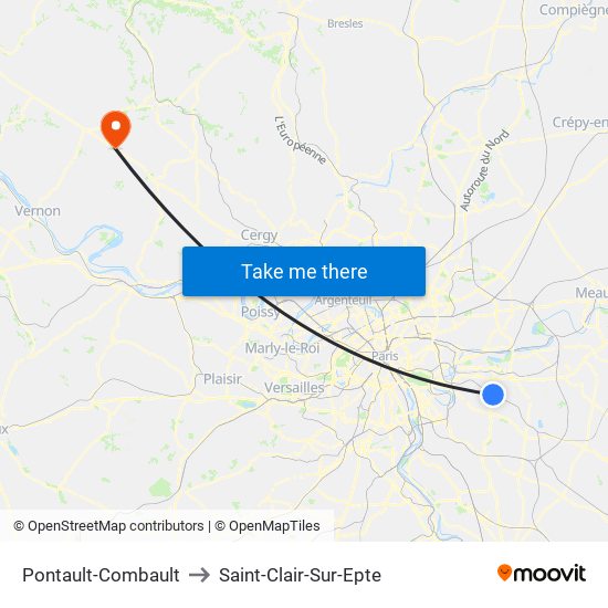 Pontault-Combault to Saint-Clair-Sur-Epte map