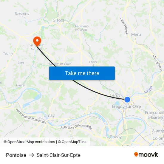 Pontoise to Saint-Clair-Sur-Epte map