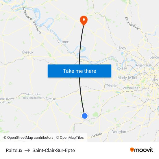 Raizeux to Saint-Clair-Sur-Epte map