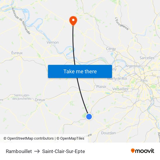 Rambouillet to Saint-Clair-Sur-Epte map