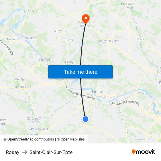 Rosay to Saint-Clair-Sur-Epte map