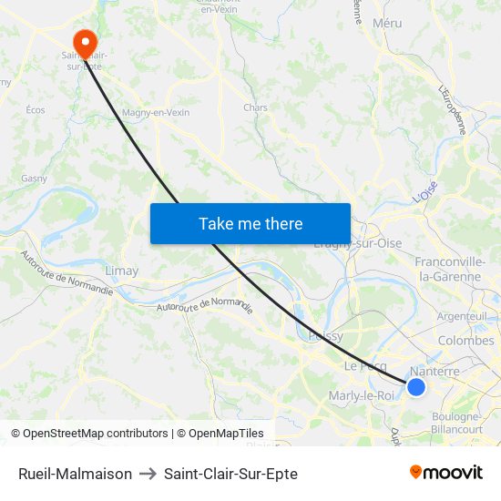 Rueil-Malmaison to Saint-Clair-Sur-Epte map