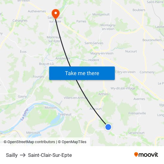 Sailly to Saint-Clair-Sur-Epte map