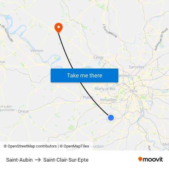 Saint-Aubin to Saint-Clair-Sur-Epte map