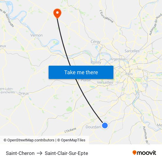 Saint-Cheron to Saint-Clair-Sur-Epte map