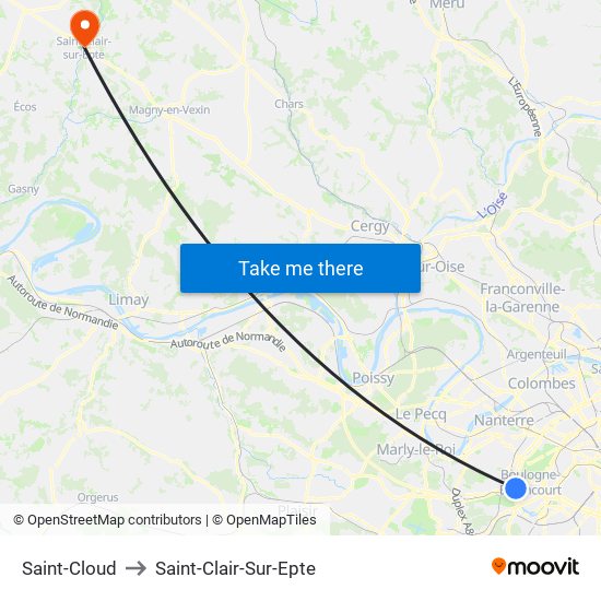 Saint-Cloud to Saint-Clair-Sur-Epte map