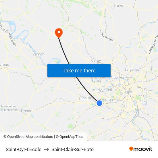 Saint-Cyr-L'Ecole to Saint-Clair-Sur-Epte map