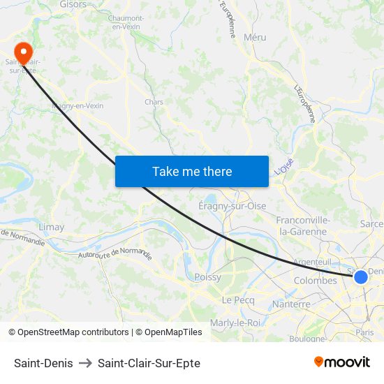 Saint-Denis to Saint-Clair-Sur-Epte map