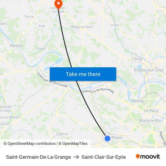Saint-Germain-De-La-Grange to Saint-Clair-Sur-Epte map