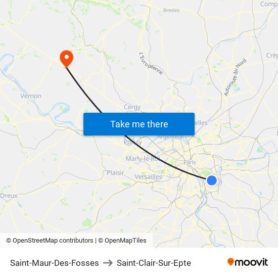 Saint-Maur-Des-Fosses to Saint-Clair-Sur-Epte map