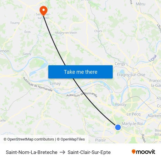 Saint-Nom-La-Breteche to Saint-Clair-Sur-Epte map