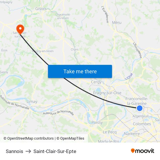 Sannois to Saint-Clair-Sur-Epte map