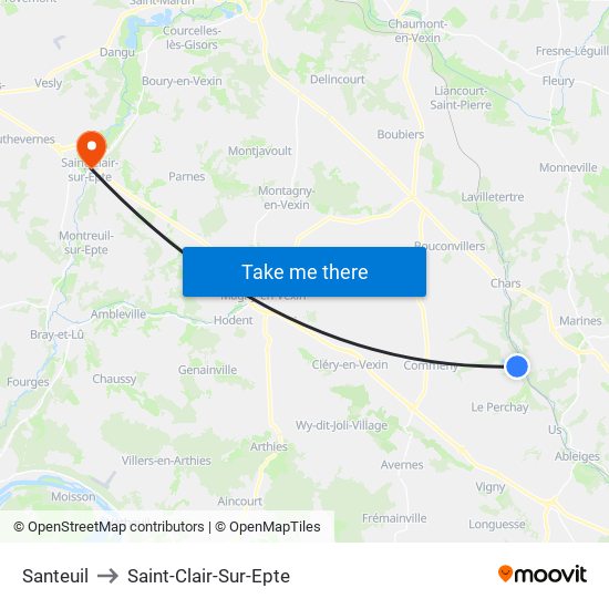 Santeuil to Saint-Clair-Sur-Epte map