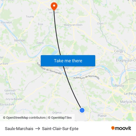 Saulx-Marchais to Saint-Clair-Sur-Epte map