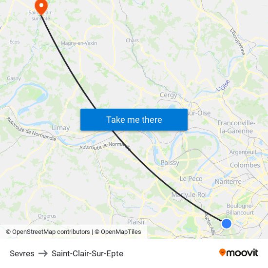 Sevres to Saint-Clair-Sur-Epte map