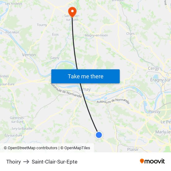 Thoiry to Saint-Clair-Sur-Epte map