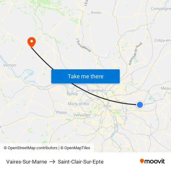 Vaires-Sur-Marne to Saint-Clair-Sur-Epte map