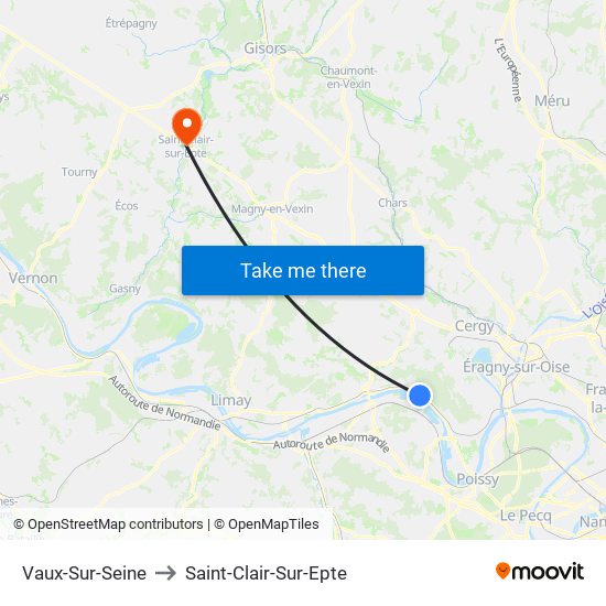 Vaux-Sur-Seine to Saint-Clair-Sur-Epte map