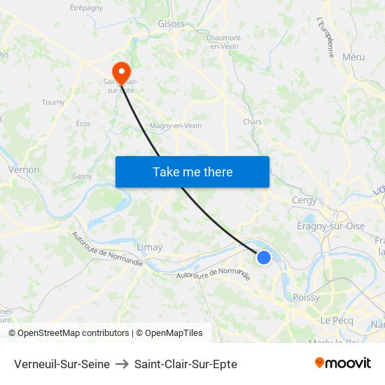 Verneuil-Sur-Seine to Saint-Clair-Sur-Epte map