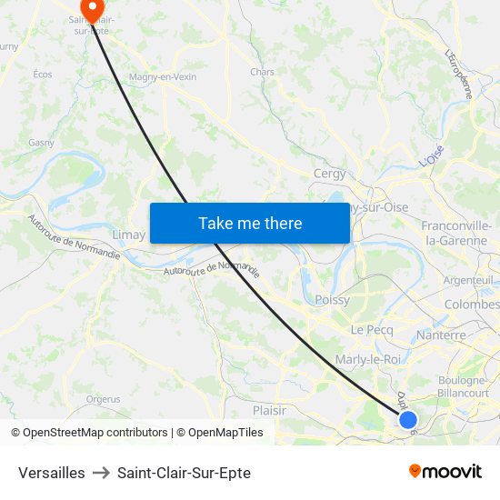 Versailles to Saint-Clair-Sur-Epte map