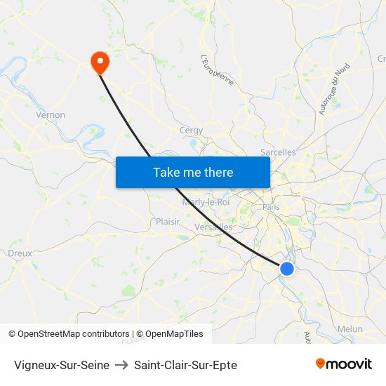 Vigneux-Sur-Seine to Saint-Clair-Sur-Epte map