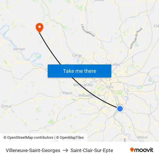 Villeneuve-Saint-Georges to Saint-Clair-Sur-Epte map