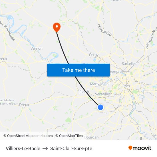 Villiers-Le-Bacle to Saint-Clair-Sur-Epte map