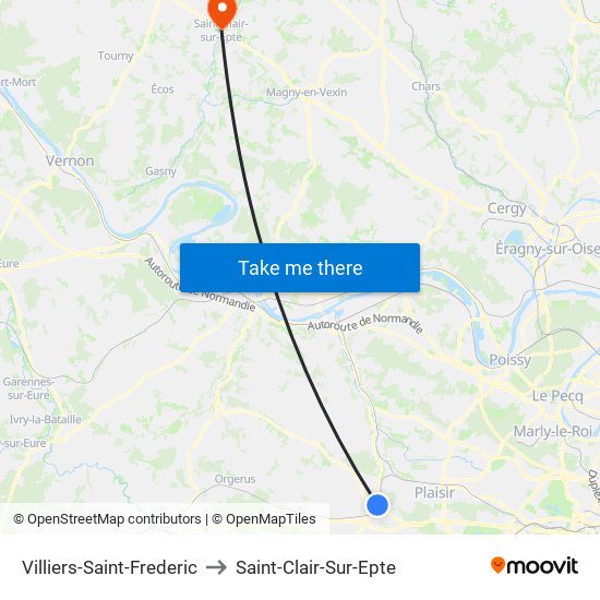 Villiers-Saint-Frederic to Saint-Clair-Sur-Epte map