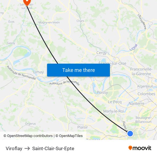 Viroflay to Saint-Clair-Sur-Epte map