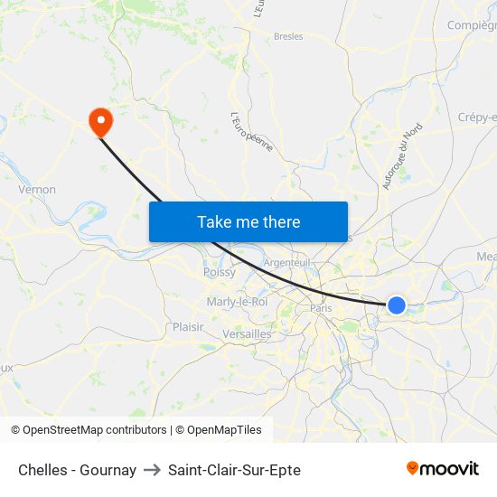 Chelles - Gournay to Saint-Clair-Sur-Epte map