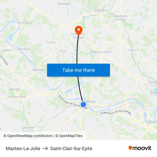 Mantes-La-Jolie to Saint-Clair-Sur-Epte map