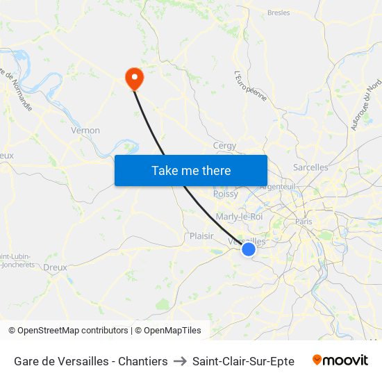 Gare de Versailles - Chantiers to Saint-Clair-Sur-Epte map