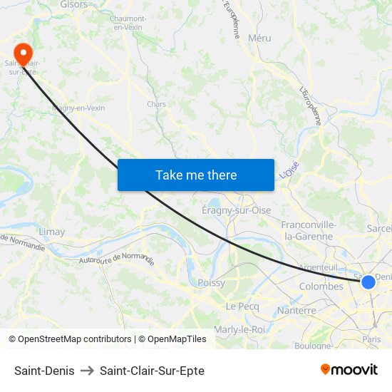 Saint-Denis to Saint-Clair-Sur-Epte map