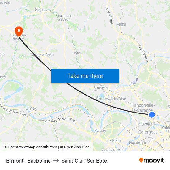 Ermont - Eaubonne to Saint-Clair-Sur-Epte map