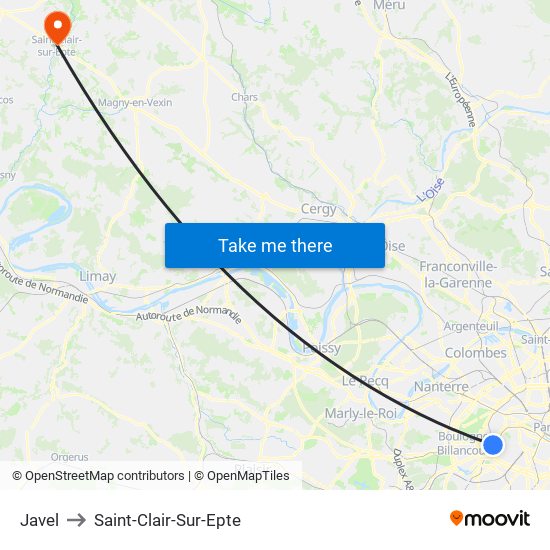 Javel to Saint-Clair-Sur-Epte map