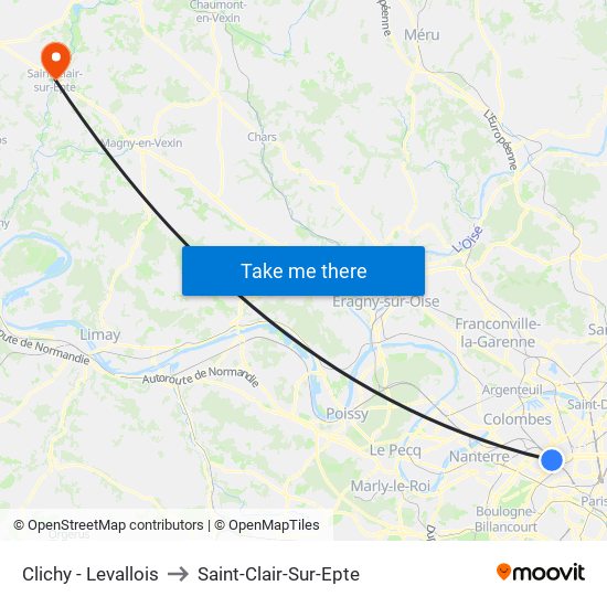 Clichy - Levallois to Saint-Clair-Sur-Epte map