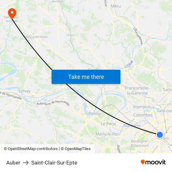 Auber to Saint-Clair-Sur-Epte map